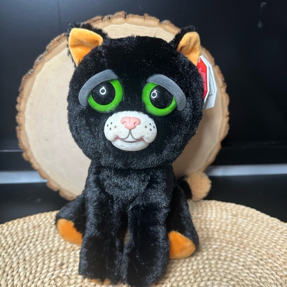 Feisty Pets NWT Katy Cobwebs Black Cat with Green Eyes Stuffed Animal Plush - Picture 1 of 9